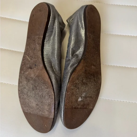 Lanvin Paris SILVER Textured flats Shoes Ballet Slip On 6.5-7 LEATHER - Picture 3 of 9